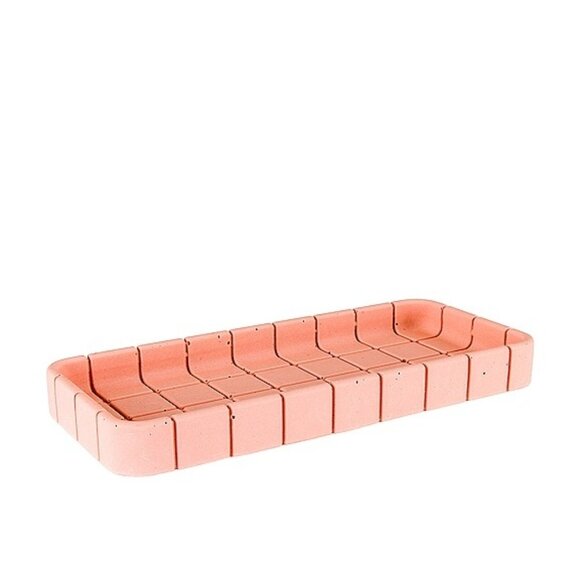 Block Design Tile Oblong Tray in Miami Pink new jewelry holder - Picture 1 of 7